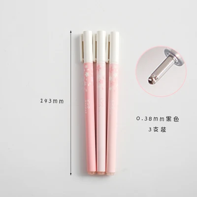 AngelHere Store 0,5 мм/0,38 мм гелевая ручка в стиле Сакура Kawaii ручка для школы канцелярские принадлежности аксессуары для планировщика подарки для девочек - Цвет: 0.38mm Pink 3 Pcs