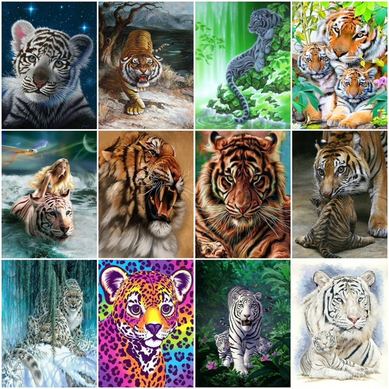 

5D DIY Diamond Painting FKing of tigersCrystal Diamond Painting Cross Stitch King of tigers Needlework Home Decorative