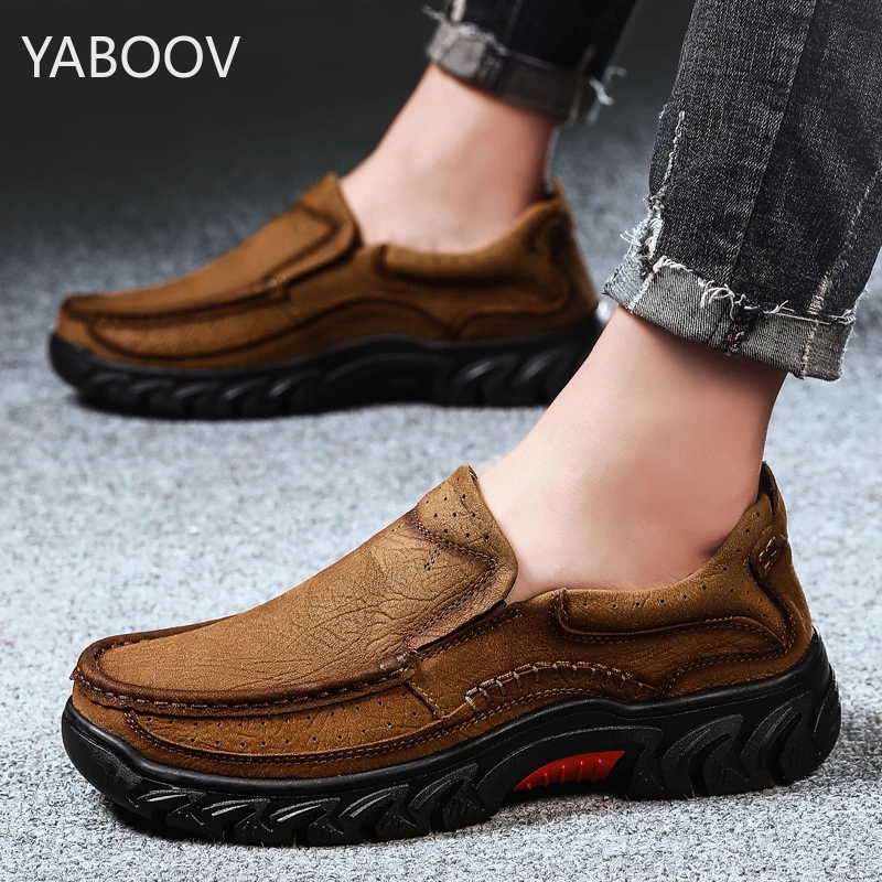 

2019 New High Quality Men's Shoes Genuine Leather Casual Shoes Luxury Brand Work Shoes Cow Leather Loafers Plus Big Size 38-46