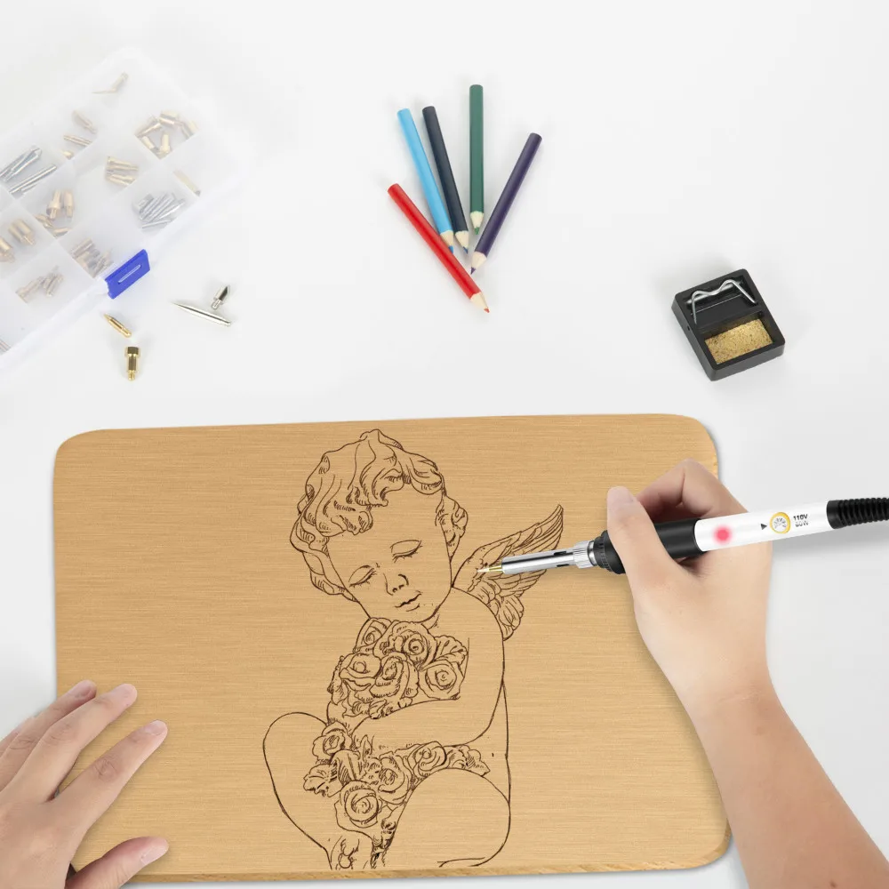 Chanseon 95 шт. инструмент для выжигания дерева с регулируемой температурой пайка