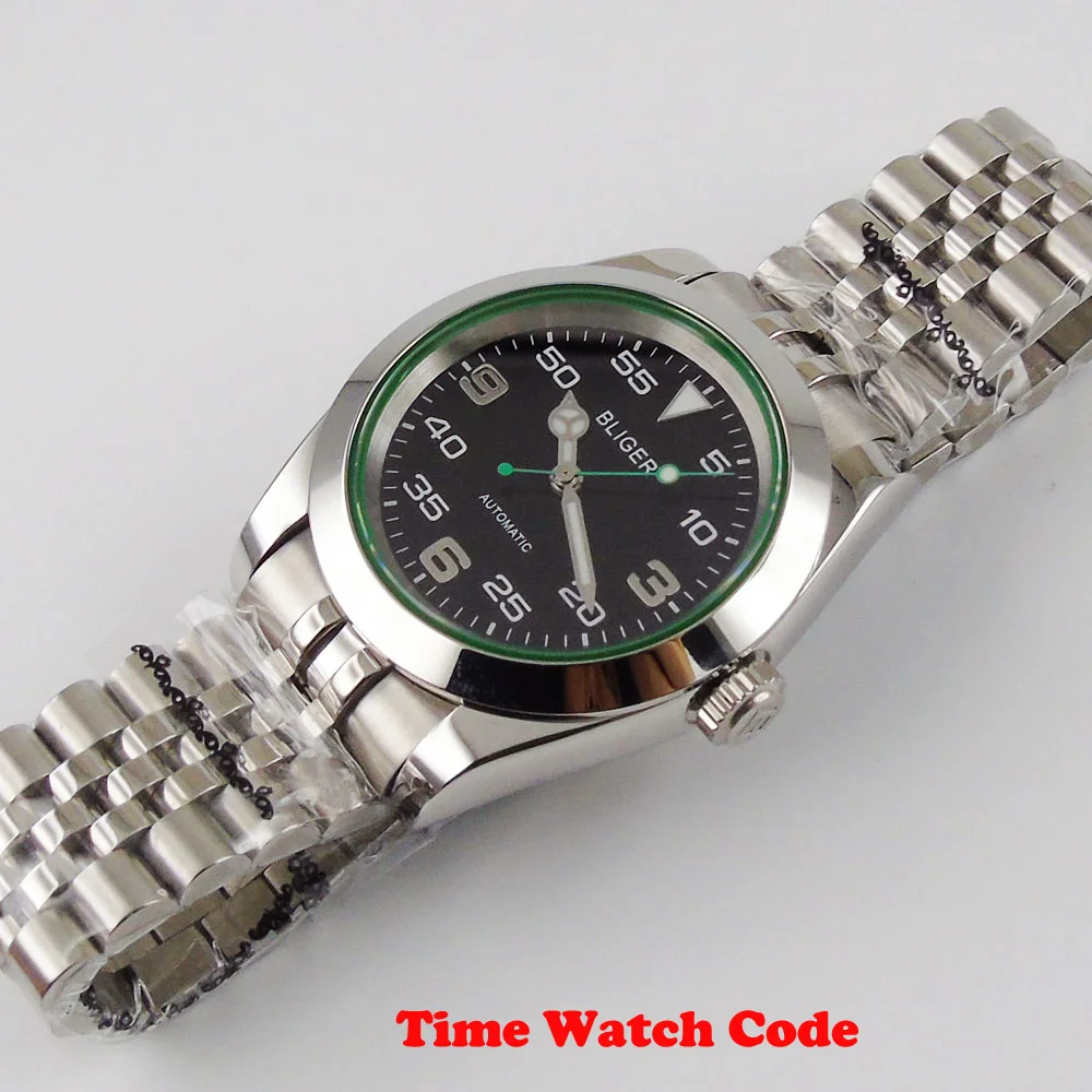 Часы Bliger Мужские автоматические роскошные юбилейные браслеты с черным