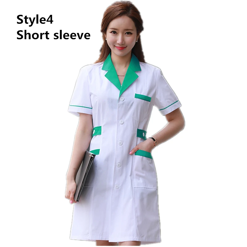 Style4 Short sleeve 10 видов цветов медицинская форма медсестры лаборатория белое пальто аптека красота больница клиника рабочая одежда униформа для женщин медицинская одежда - Цвет: Style4 Short sleeve