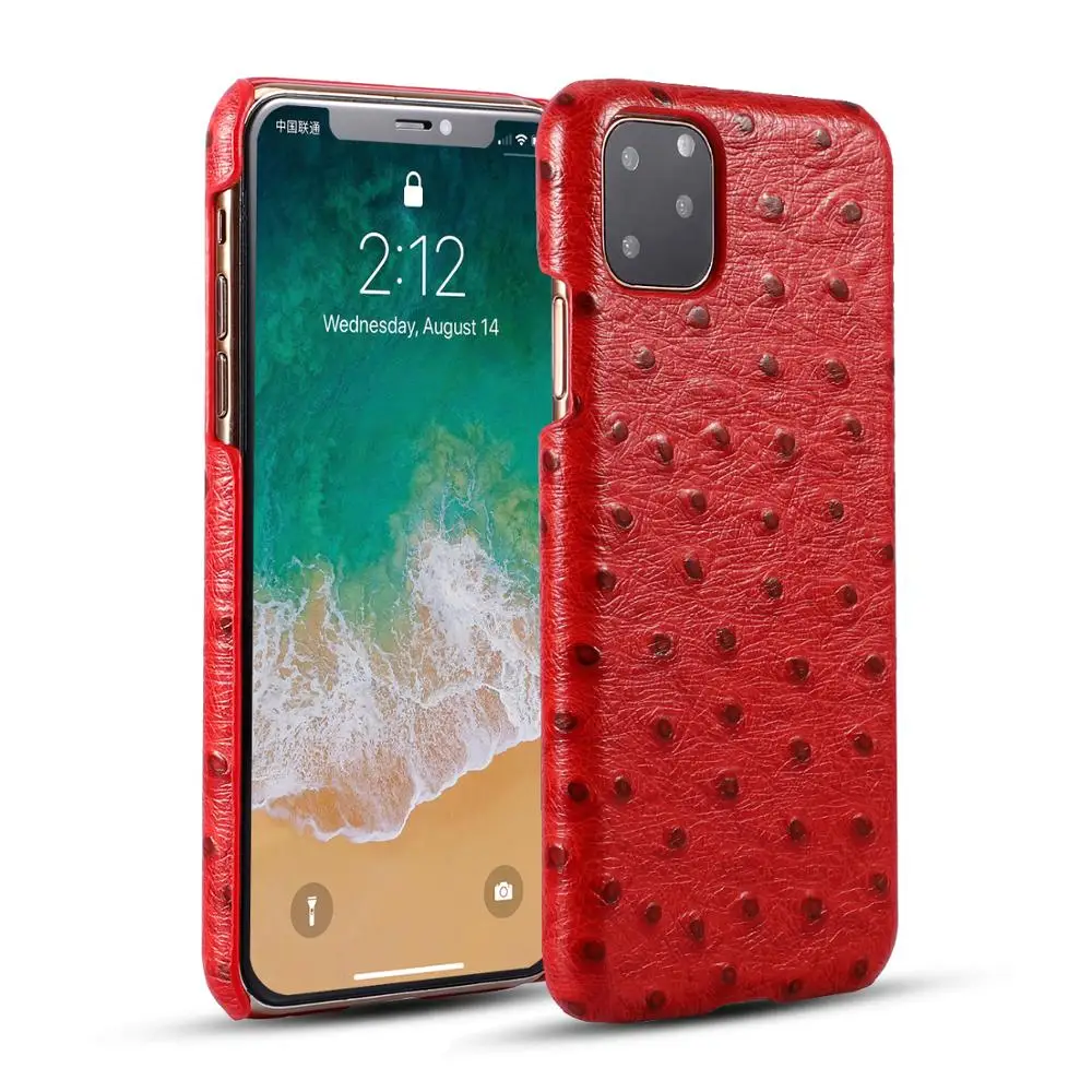 Роскошный чехол для телефона из натуральной кожи iPhone 11 Pro Max X Xr Xs 3D Страусиная