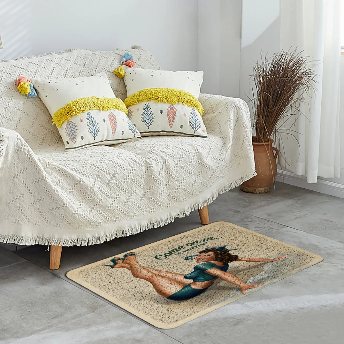 Vintage Pin Up Girls Doormat Carpet Cushion PVC Non-Slip Backing Front Entry Mats Home Decor Floor Rugs for Living Room Kitchen | Дом и сад