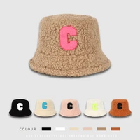 new c letter fisherman hat womens solid color autumn and winter warm couple basin hat bucket hats male caps apparel accessories