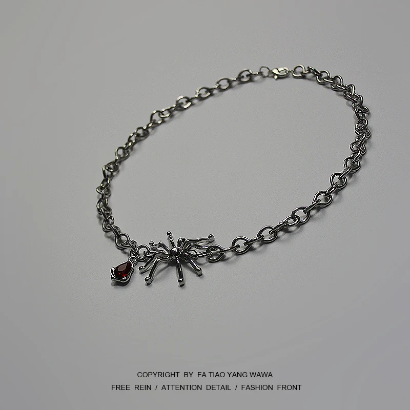 

Spider crystal dark black necklace