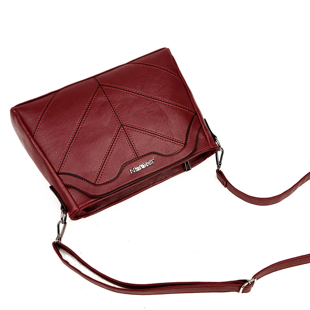 5 # Модные Женские однотонные кожаные сумки через плечо сумка мессенджер высокого