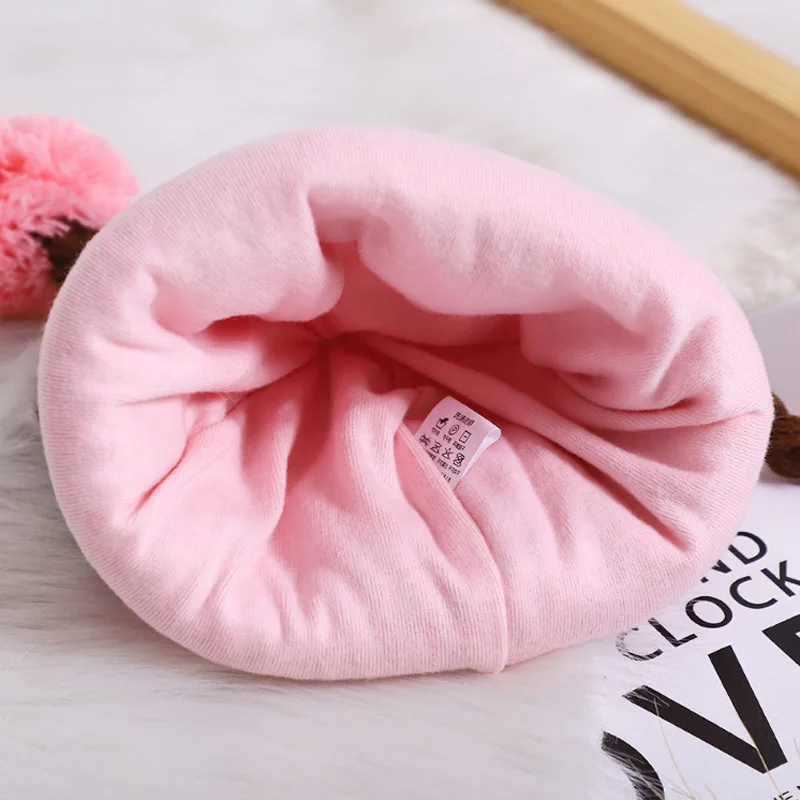 Шапка с помпоном для маленьких девочек зимняя шапка новорожденных 0-12 м вязаная