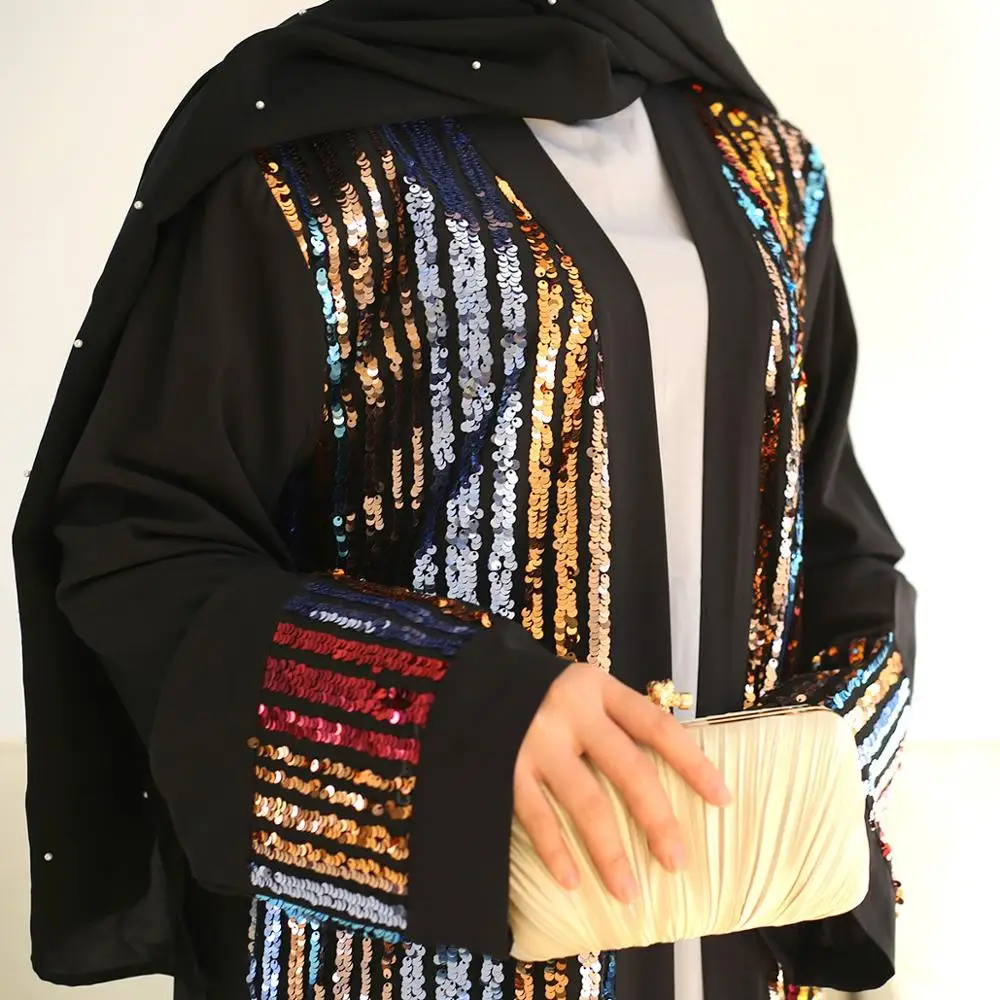 Кимоно с разноцветными блестками в стиле Дубай одежда для загара кардиган абайя