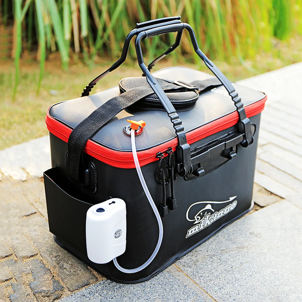 

30cm Multi-Function Folding Thicken Live Fishing Box EVA Tank Bucket Camping Outdoor Fishing Bag Tackle Fishbox (Side Pockets
