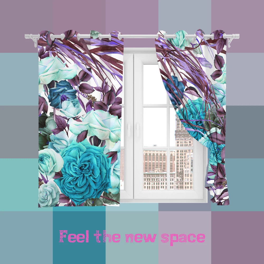 

Perforated Hook 3D Blackout Curtains Buff Flower Modern Fantasy Custom Full Sunscreen Windows Bedroom Living Room Decoration