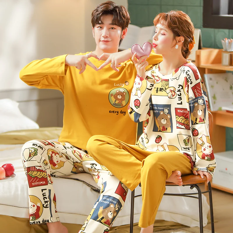 

Spring Couple Sleepwear for women man Cotton pajama sets Home clothes pijama conjuntos de pijama conjuntos masculinos pijama fem