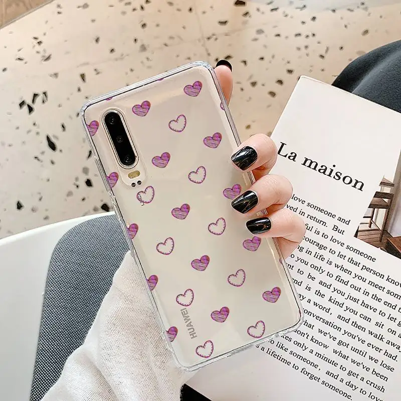

Fashion Minimalism Love Heart Phone Case Transparent for Samsung A71 S9 10 20 HUAWEI p30 40 honor 10i 8x xiaomi note 8 Pro 10t11