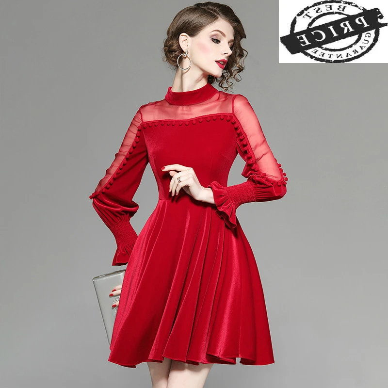 

Summer Dress Spring Women Long Sleeve Red Dress Organza Mini Dresses Sexy Party Clothes 2021 Vestidos De Fiesta LWL1662