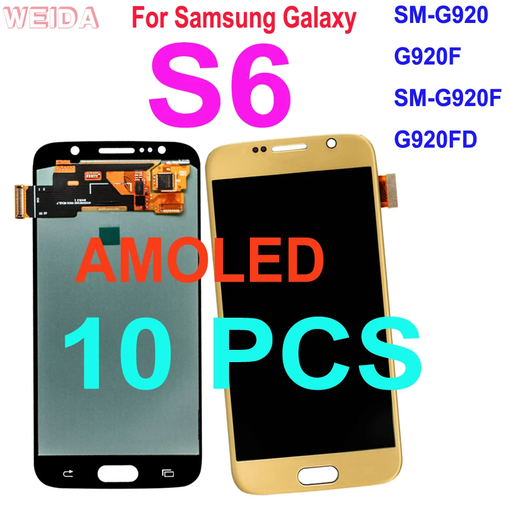 

10 PCS PAMOLED LCD For Samsung Galaxy S6 SM-G920 G920F SM-G920F G920FD LCD Display Touch Screen Digitizer Assembly Replacement