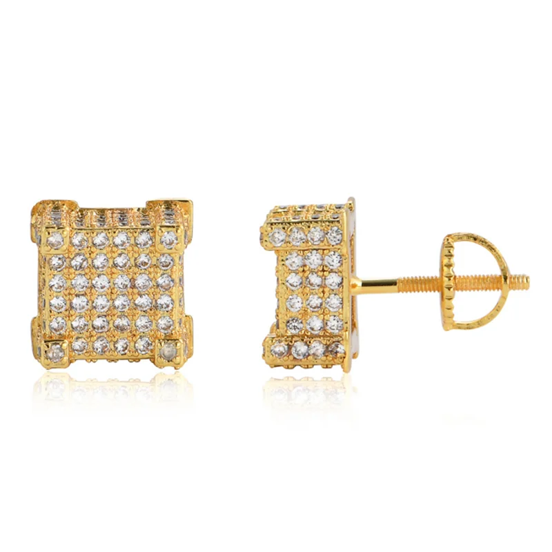 

Cubic Zircon Square Spiral Personality Trendy Studs Earrings 925 Silver Luxury Jewelry
