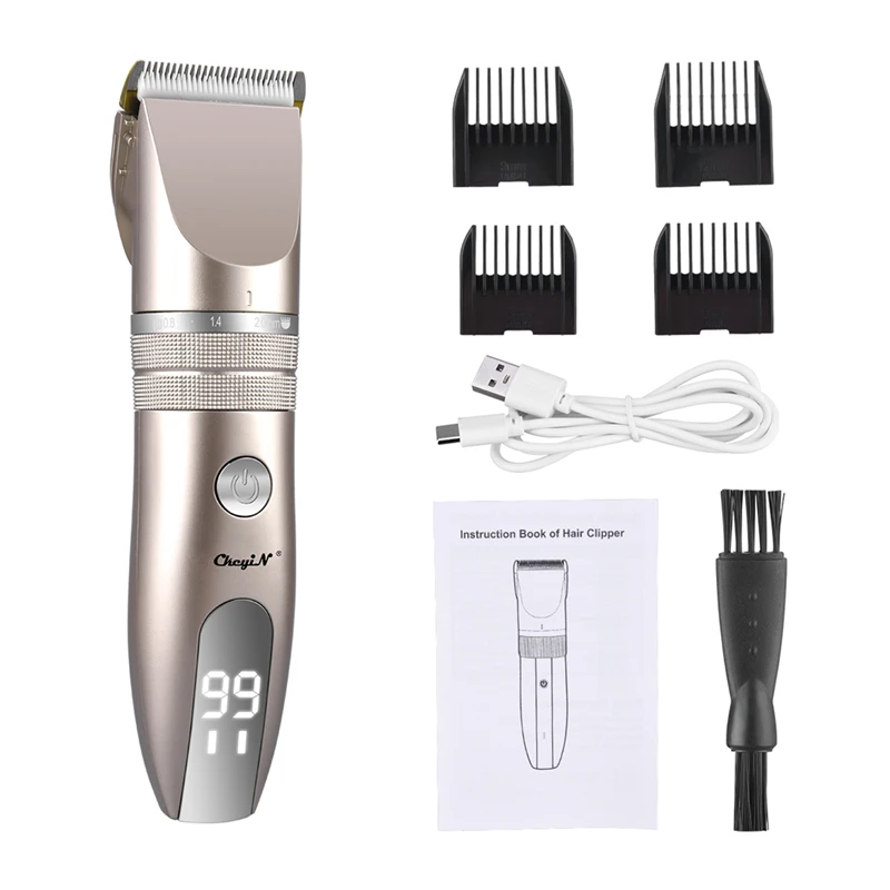 

CkeyiN Usb Rechargeable Beard Men Trimmer Cutter Barber 2 Speeds Adjustable Hair Trimmer Led Display Hair Cutting Machine