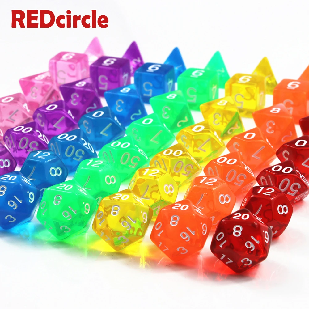 Высококачественный 1 набор из 7 сторонних игральных костей D4 D6 D8 D10 D12 D20 для