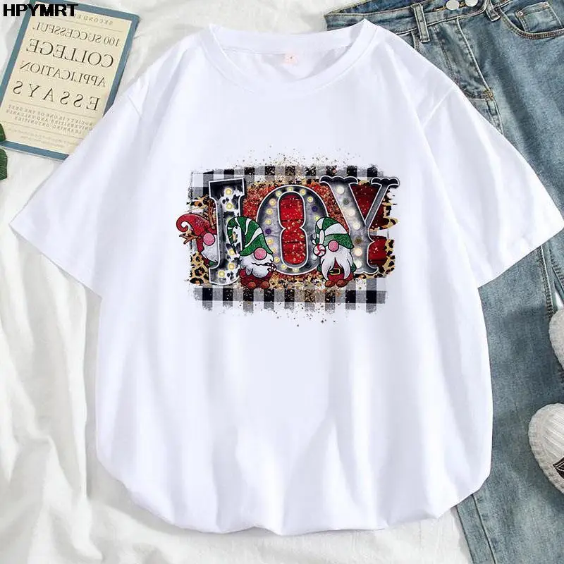 

Футболка женская с принтом Санта Клауса, повседневная с коротким рукавом и графическим принтом, 2022