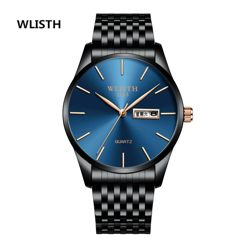

Men's Watch Steel Band Belt Waterproof Quartz Watch Business Watch Dual Calendar Blue Light Display WLISTH Brand Free Shipping