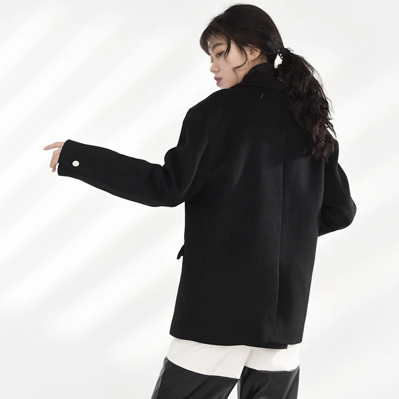 

[EAM] Women Rhinestones Big Size Woolen Blazer New Lapel Long Sleeve Loose Fit Jacket Fashion Autumn Winter 2021 1DD291101