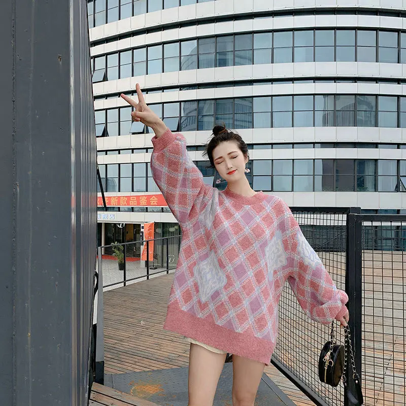 

2021Sweater women's loose outer wear hedging lazy style autumn and winter thick top