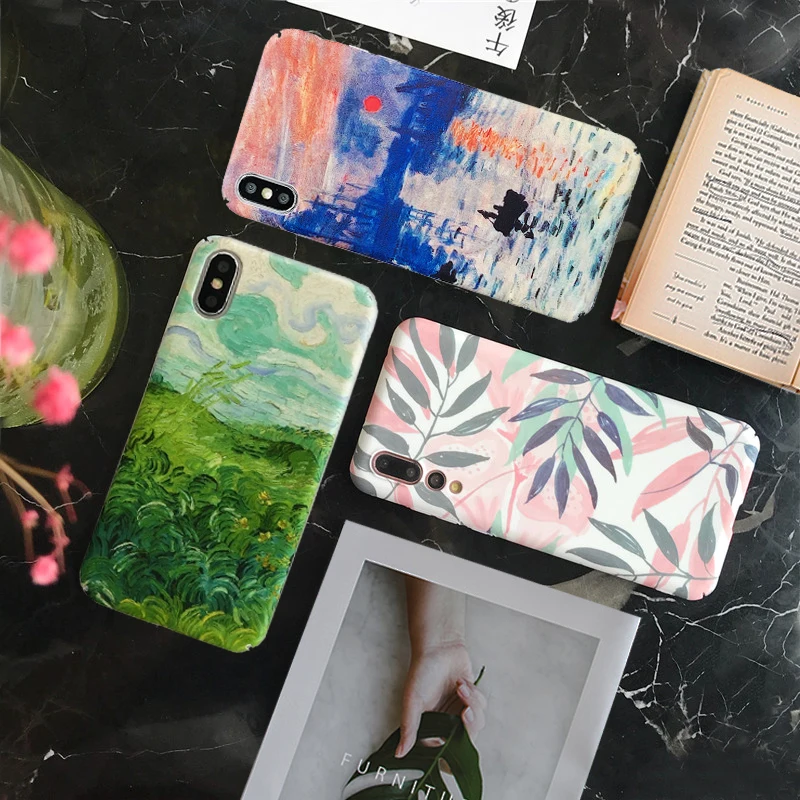 Художественный чехол для телефона с цветочным рисунком и листьями восхода