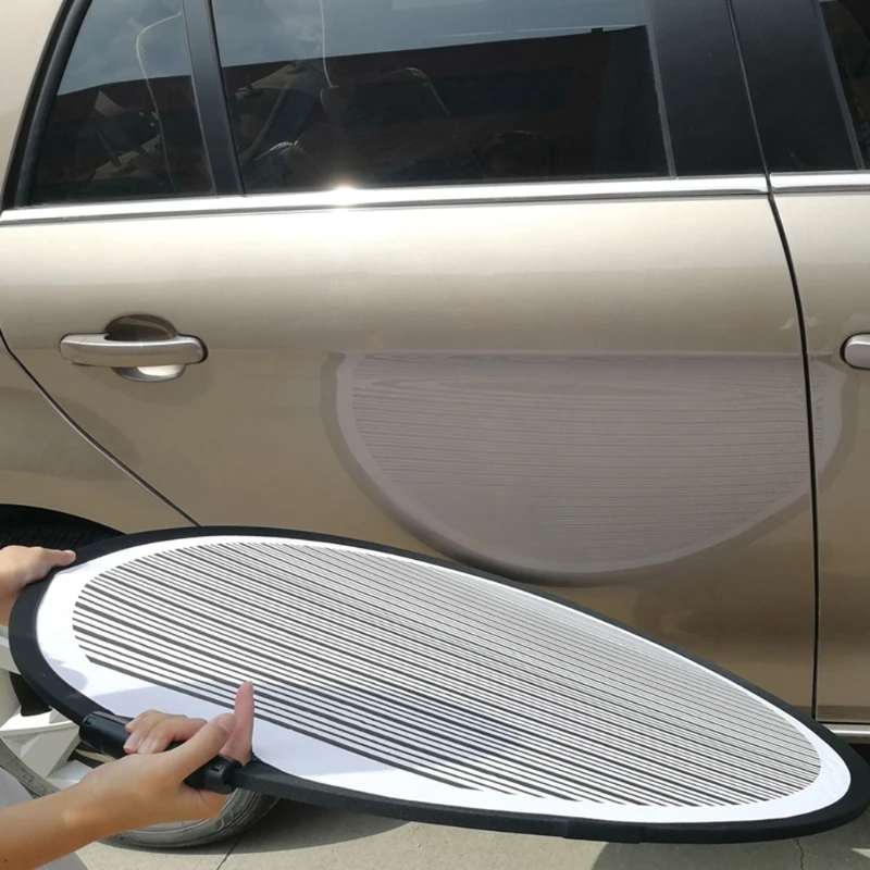 

2021 New 80cm Circular Striped Flexible Foldable PDR Lined Light Reflector Board Dent Pan