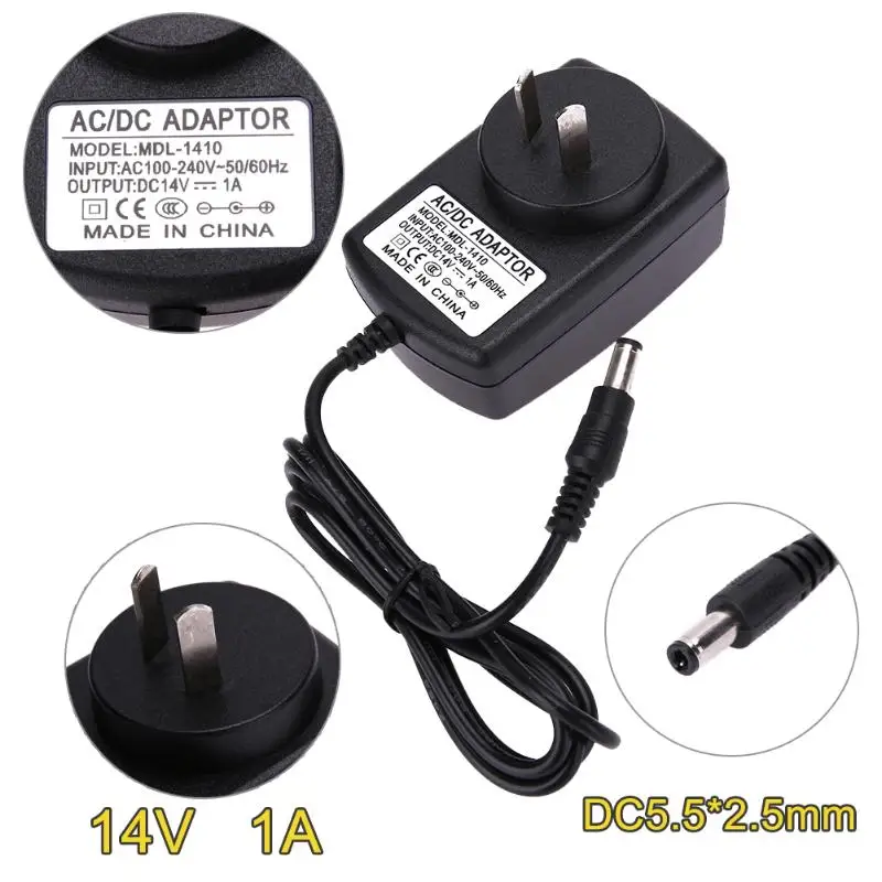 Новый DC14V 1A адаптер переменного тока 100V-240V в постоянный 14V преобразователь