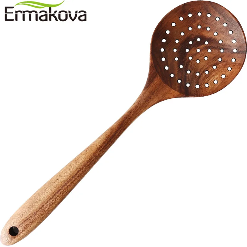 ERMAKOVA Таиланд тиковое дерево натуральное столовая ложка ковш Тернер с дуршлаг для