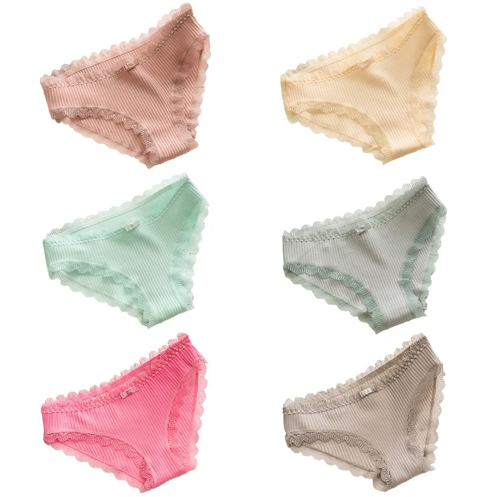 Летние повседневные сексуальные трусики для девочек с кружевными краями дышащие