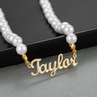 Индивидуальное жемчужное ожерелье с именем на заказ, золотой кулон из нержавеющей стали с именем для девушки, подарок для матери, Роскошные Жемчужные ювелирные изделия в подарок