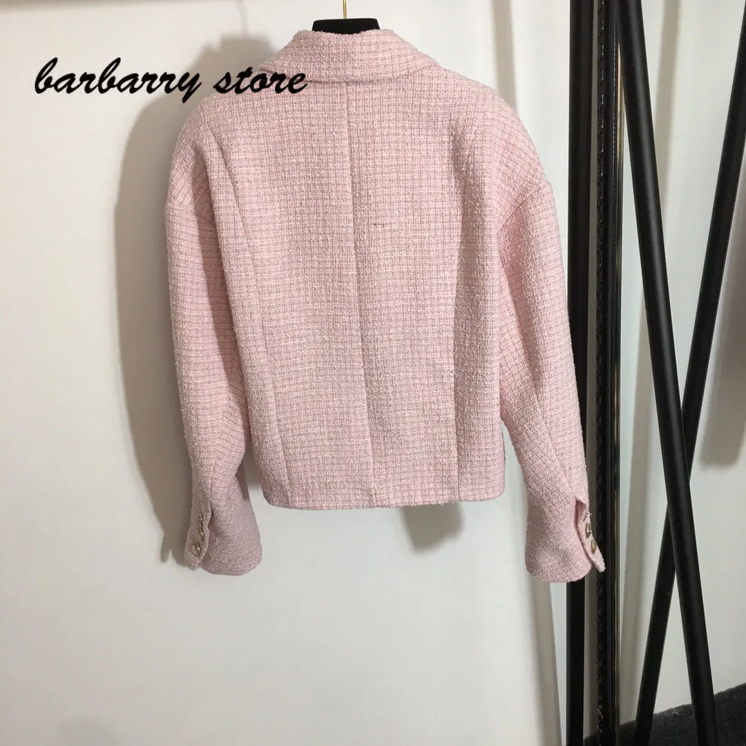 2021 luxury brand solid color women's long sleeve top fashion temperament Lapel double breasted suit versatile slim coat jacket