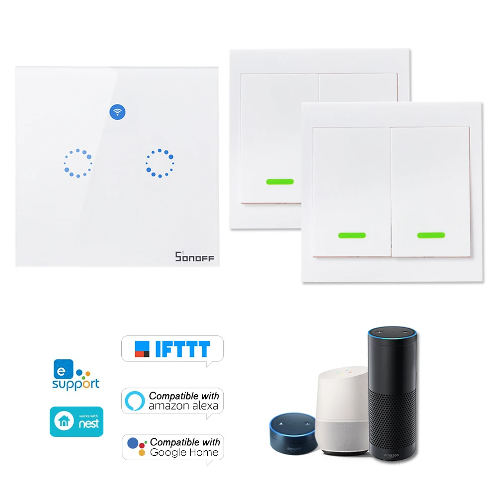 Интеллектуальный выключатель света SONOFF T1 ЕС Smart Wi Fi настенный светильник