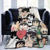 funny cartoon animated character blanket rock lee flannel air conditioning quilt portable travel home office stylish shawl