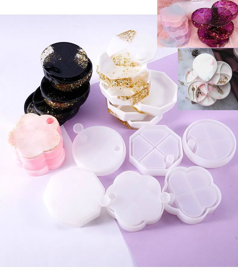 Вращающаяся 3 ярусная поднос ручной работы органайзер для хранения ювелирных