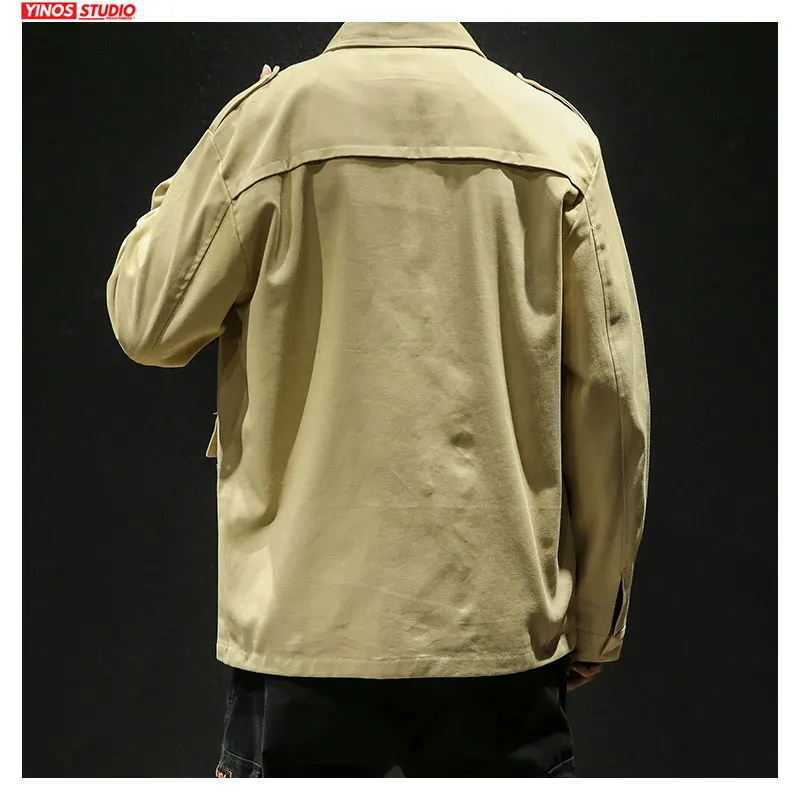 Мужская Японская уличная одежда однотонная куртка-карго повседневный