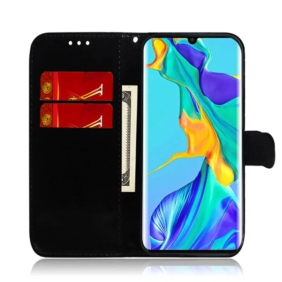 Гладкий зеркальный кожаный чехол книжка для Huawei P30 Pro Lite бумажник телефона P Smart Y6 Y5