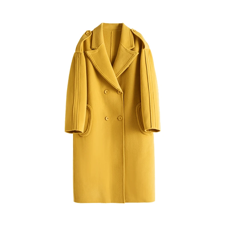 

In the fall and winter of 2020 new high-end double coat female pop loose long money zero cashmere cloth trench coat