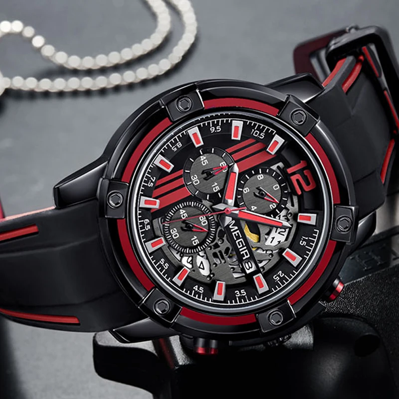 

Megir Men Chronogrpah Sport Watches Casual Silicone Band Luxury Brand Waterproof Men's Quartz Wrist Watches relogio masculino