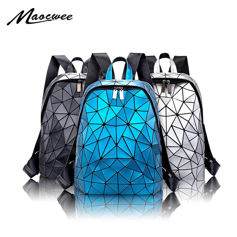 

Рюкзак с голографическим рисунком для мужчин и женщин, спортивный складной с ночной подсветкой, с геометрическим узором, с двойной лямкой