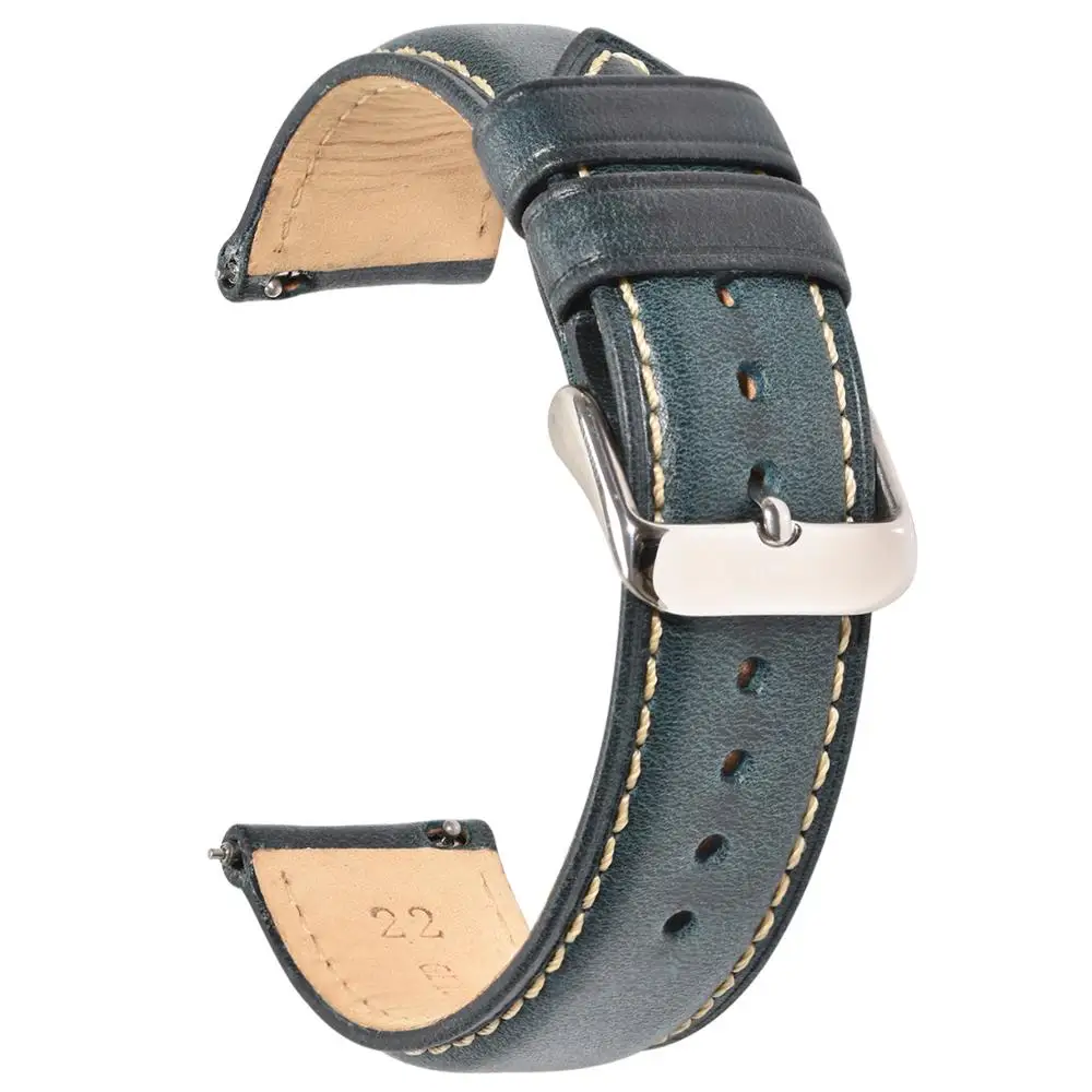 dark blue 1 BEAFIRY загорелая кожа 22 мм 20 мм 18 мм ремешок для часов Quick Release Watch Band ремешок коричневый для мужчин и женщин совместим с Fossil - Цвет ремешка: dark blue 1