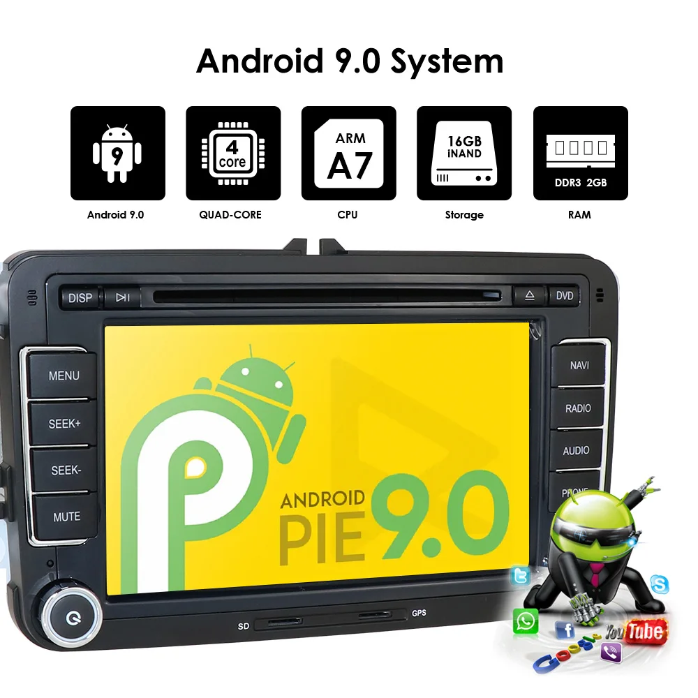 Германия склады " Android 9 автомобильный Радио gps навигация для Skoda Octavia Golf 5 6 touran passat B6 Polo Tiguan RDS