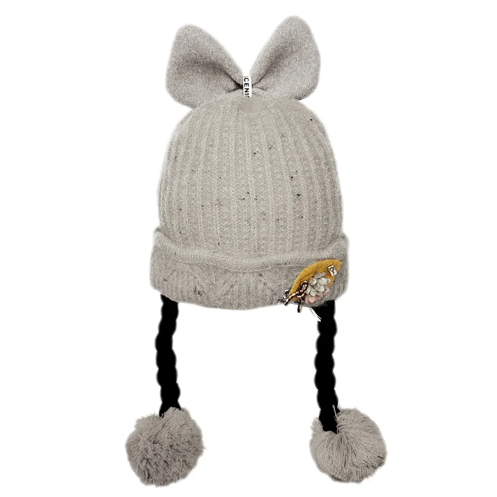 Милый вязаный зимний шарф для девочек и мальчиков с ушками теплый костюм