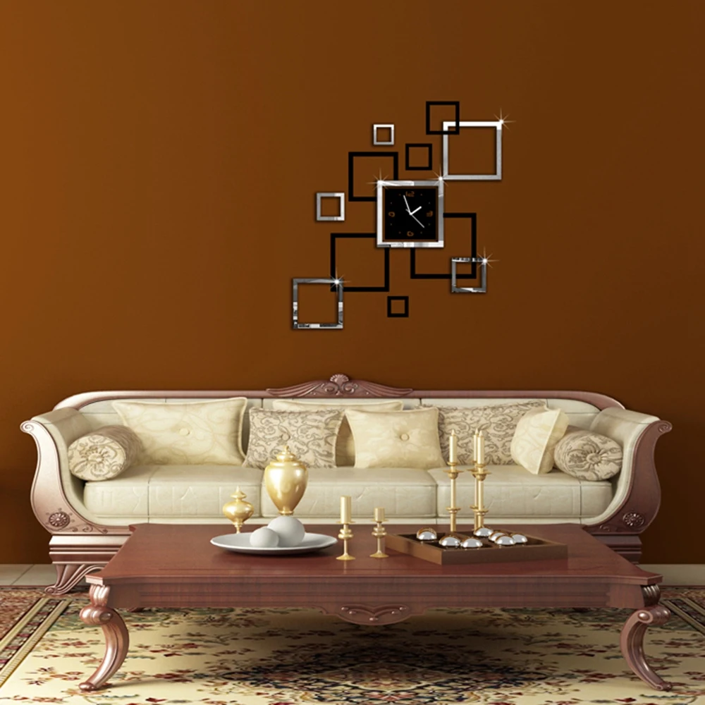 Современные съемные зеркальные акриловые настенные часы наклейки виниловые