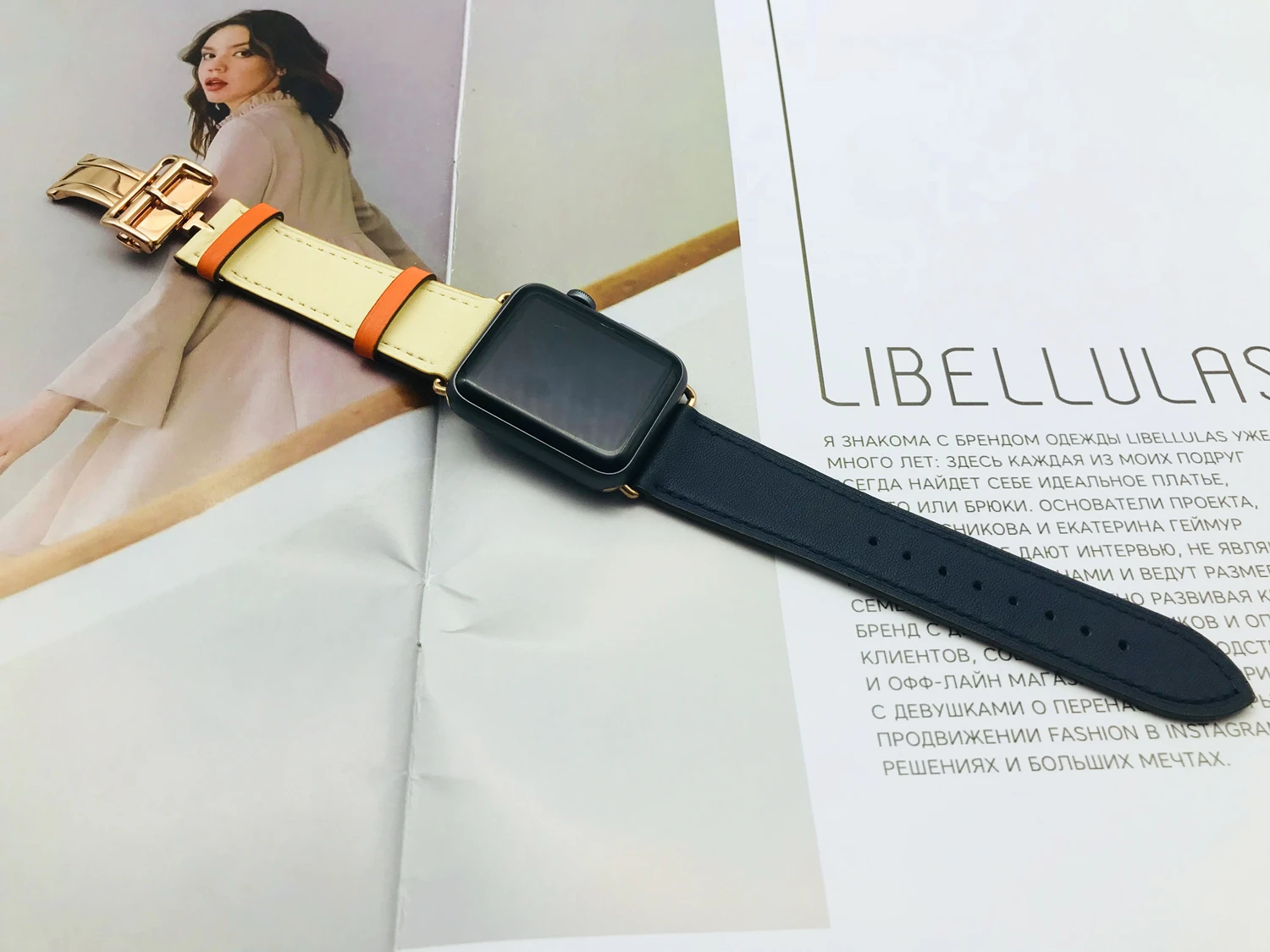 Herm Logo, розовое золото, натуральная кожа, один тур, браслет для часов Apple Watch Series 5 4 44/40 мм, замена для iWatch