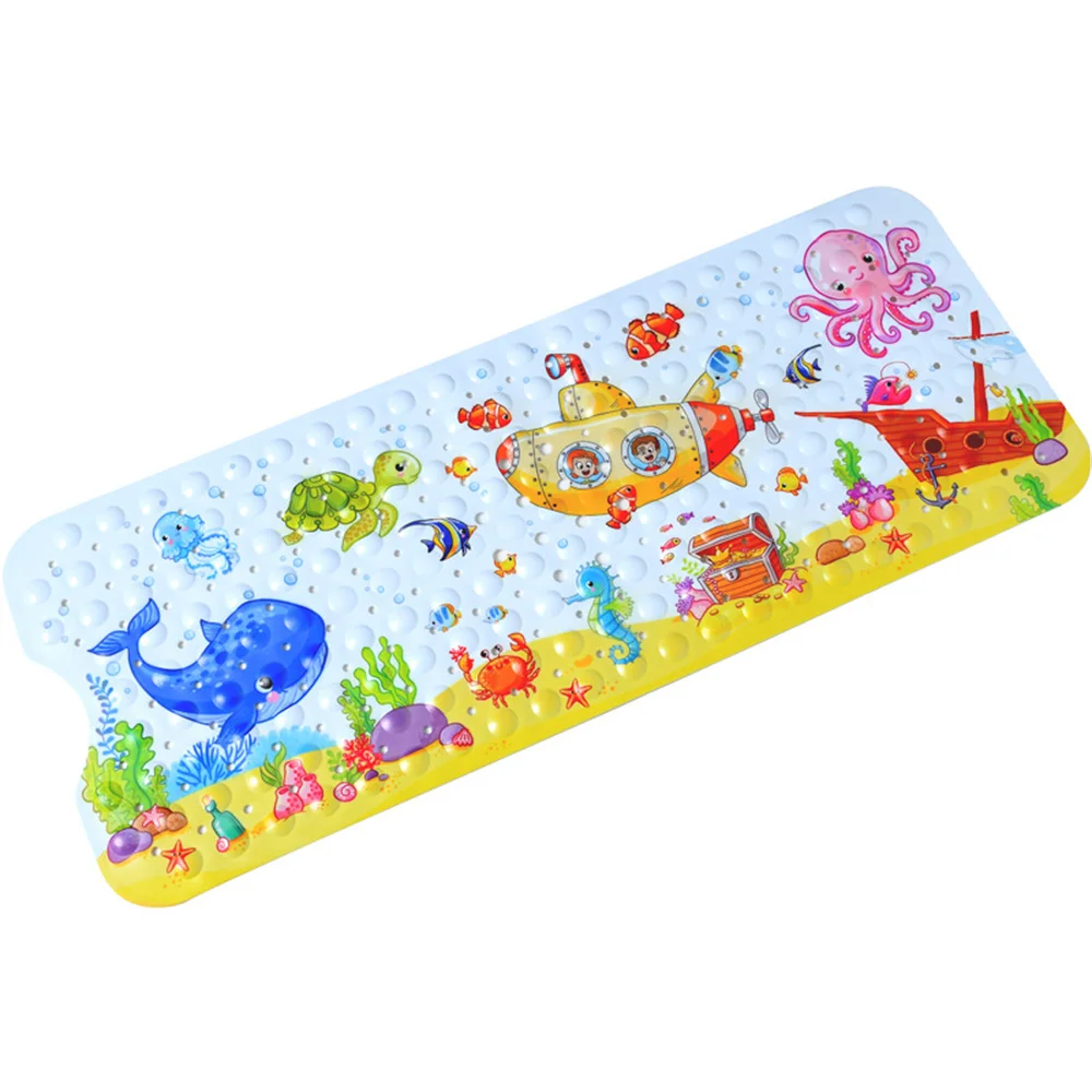 Alfombrilla de ba&ntilde;era para ni&ntilde;os de 100x40cm, alfombrilla de ba&ntilde;o con patr&oacute;n de fondo marino, impresa, alargada, de PVC, alfombrilla de suelo de dibujos animados-2