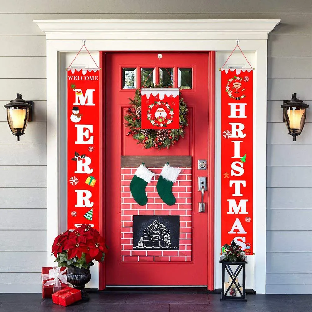 

Christmas Ornament Door Curtain Home Window Decoration Christmas Scene Christmas Party Decoration Christmas Banner Navidad 2022