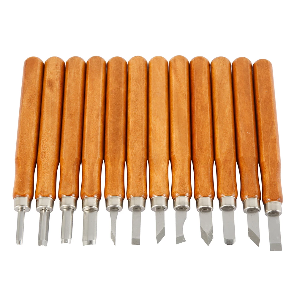12pcs Wood Carving Chisel Knife Tools Set DIY Woodcut Sculpture Woodworking Pottery Ceramic Clay Hand Tool |