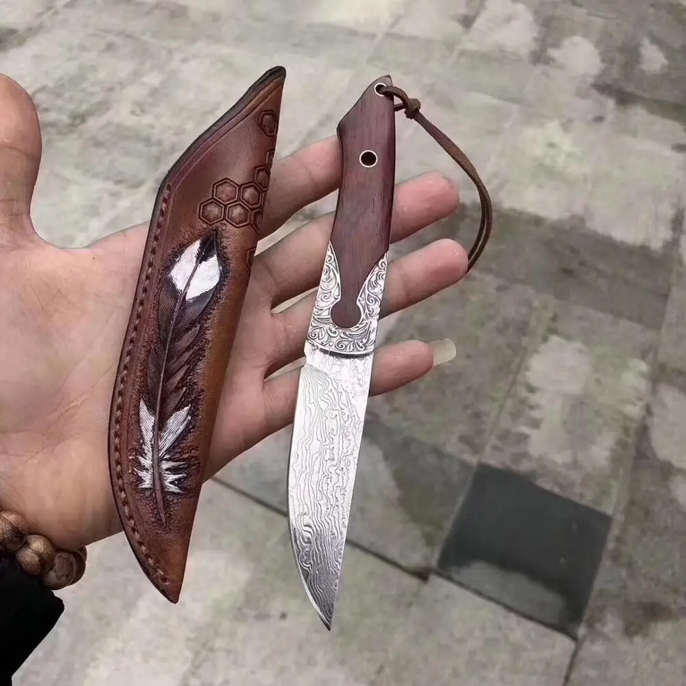VG10 дамасский клинок ручной работы стальные фиксированные ножи стальной нож